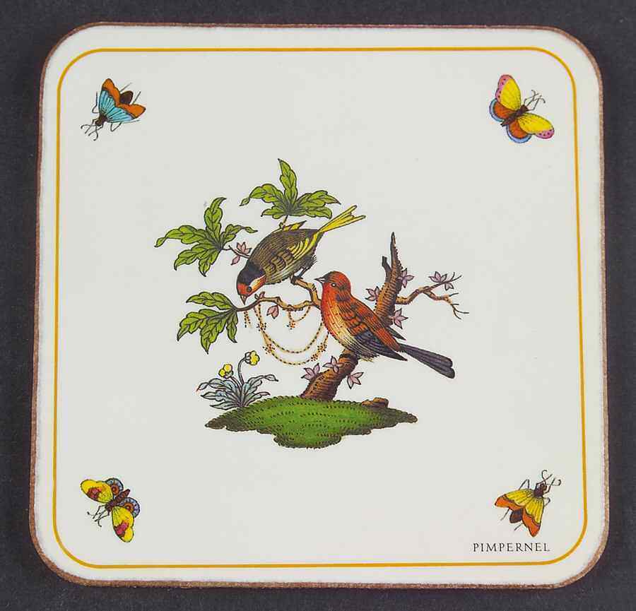 Herend Rothschild Bird  Square Corkback Coaster 5436886