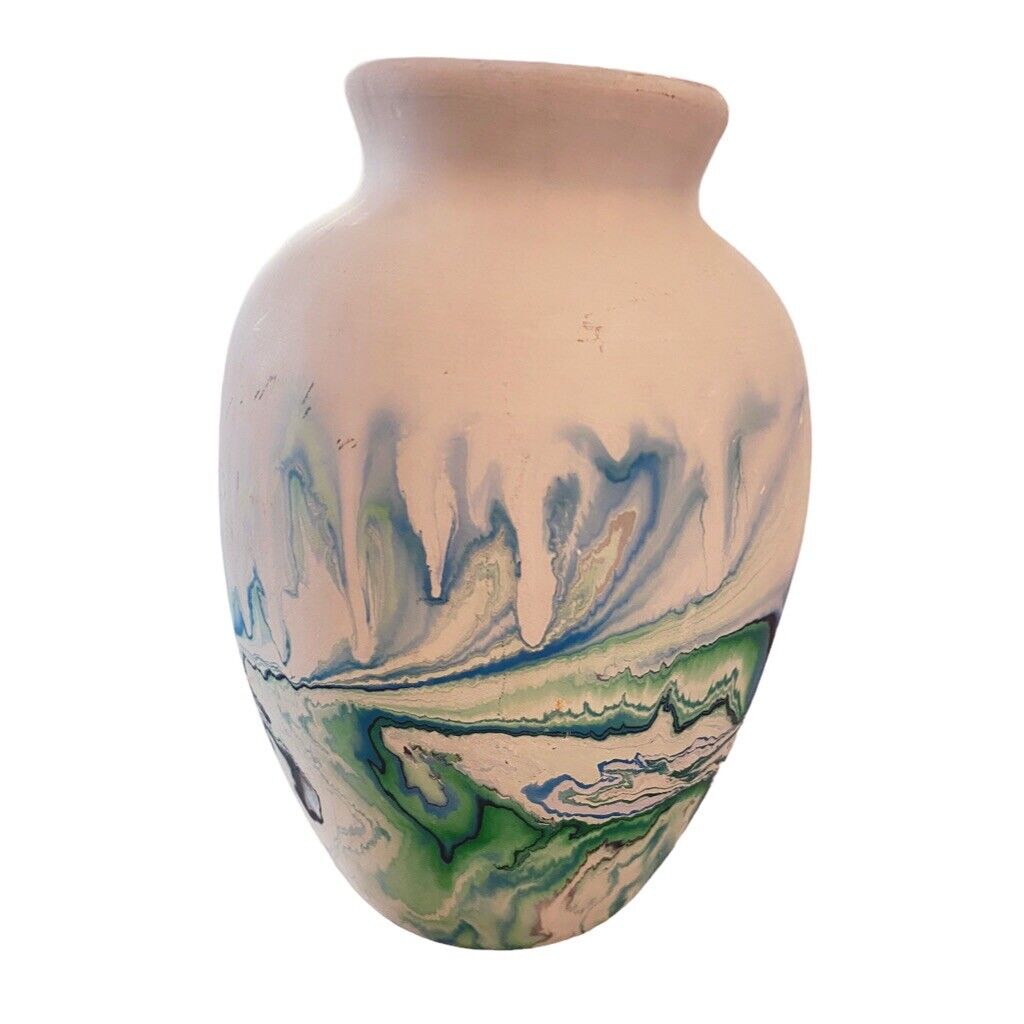 Nemadji Pottery U.S.A. Hand Made Swirled Native American Style Pottery Vase 7