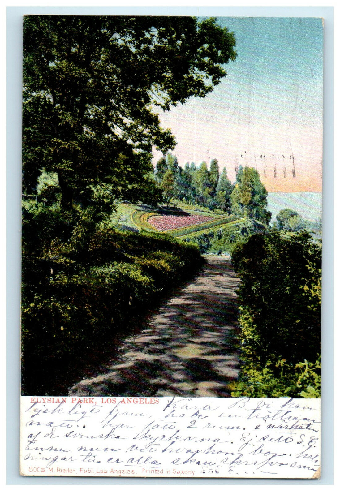 1906 Elysian Park, Los Angeles, California CA Posted Antique Postcard