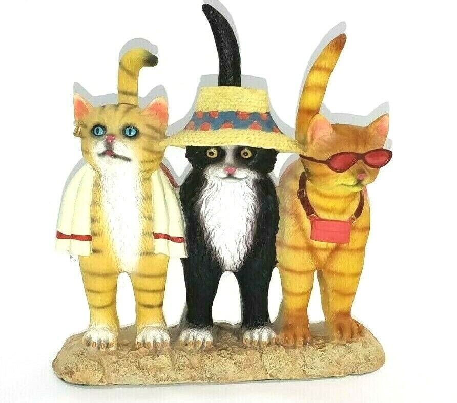 3 Cool Cats Figurine Funny Novelty Cute Beach Party Flat Buttocks