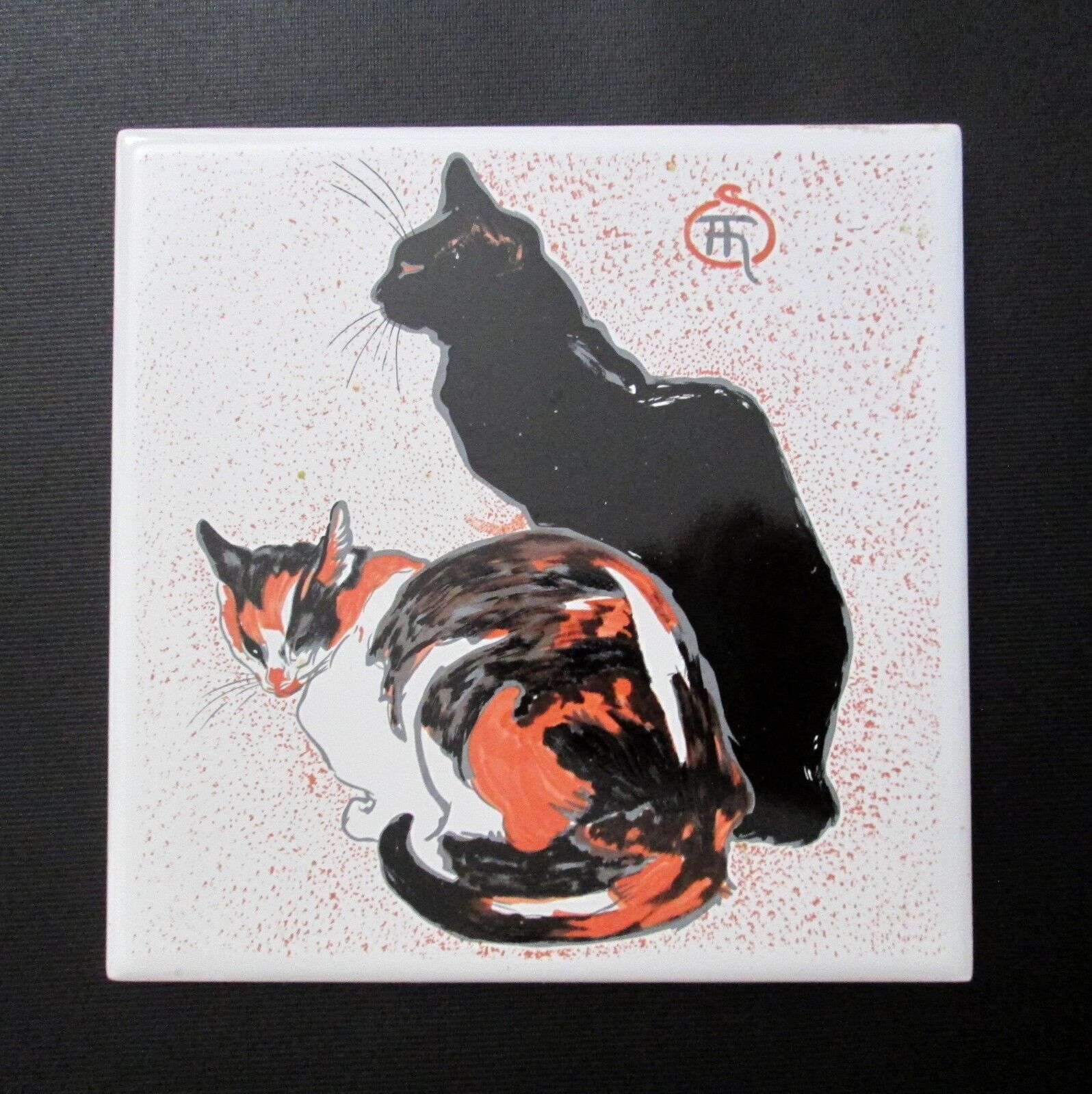 Theophile Steinlen Les Chats Painted Tile Two Cats Cork Back 6 In Square