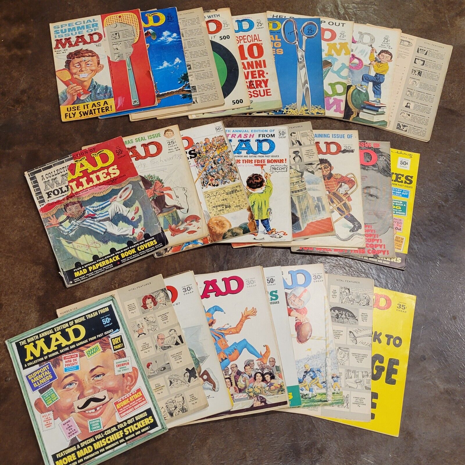 Vintage MAD Magazine Lot 50 Issues from 1960s Including Follies