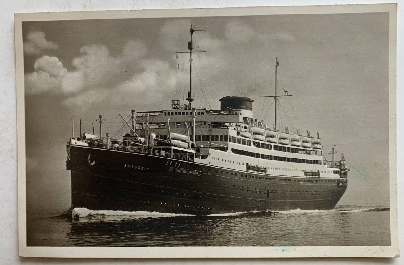 Vintage Ship RPPC Postcard Italy Cosulich Line MS Saturnia steamship steamer