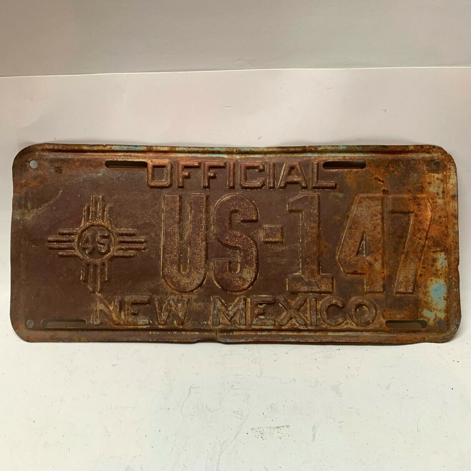 1945 New Mexico Official U.S. Federal Government License Plate Rare US-147