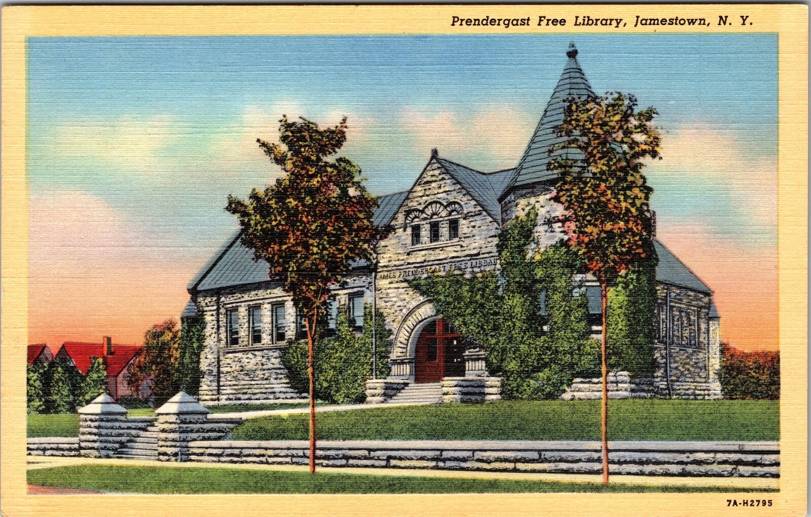 Jamestown NY-New York, Prendergast Free Library, Vintage Postcard