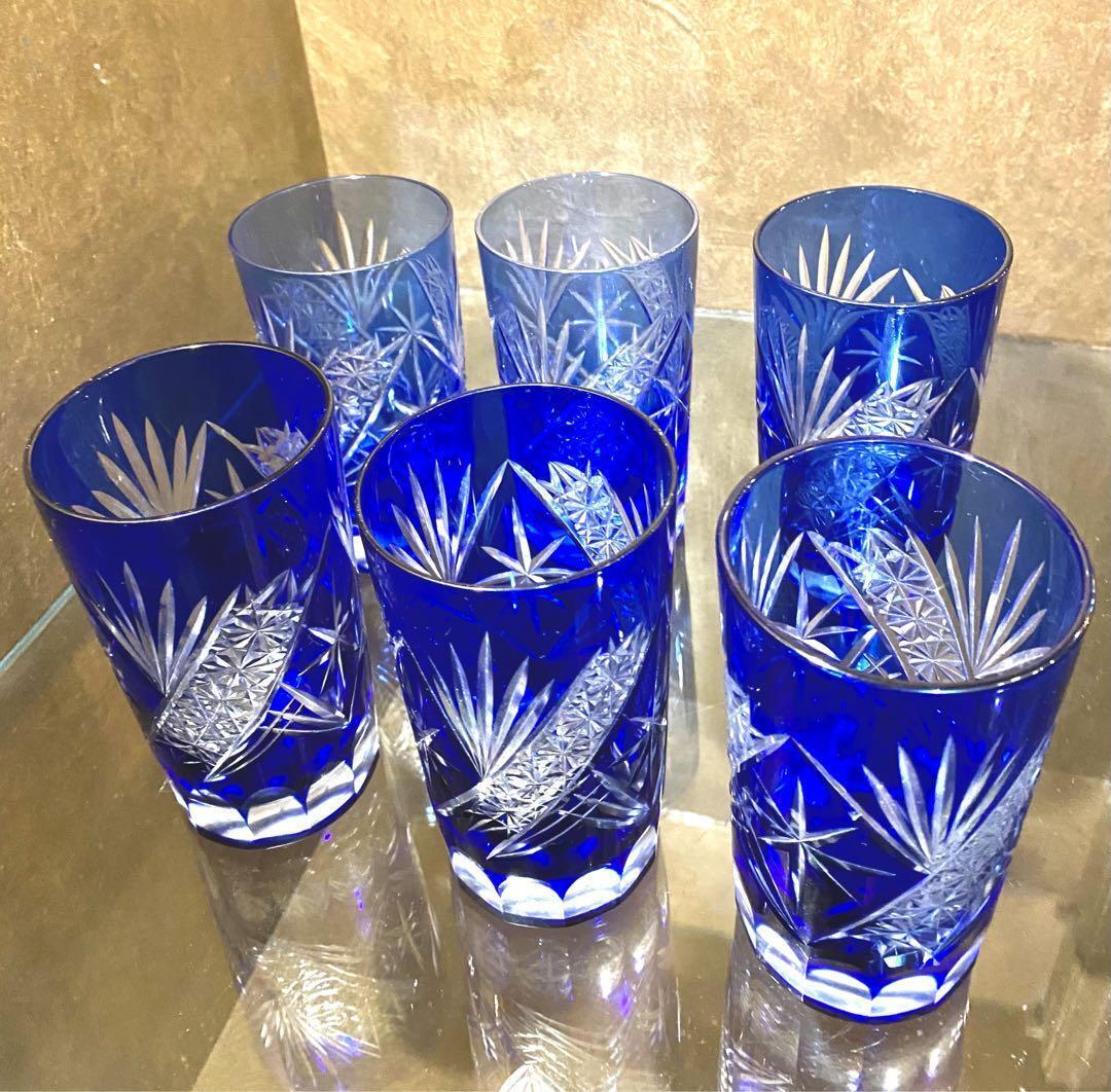 Sake cup Edo Kiriko Cleaned  Glass Set Of 6