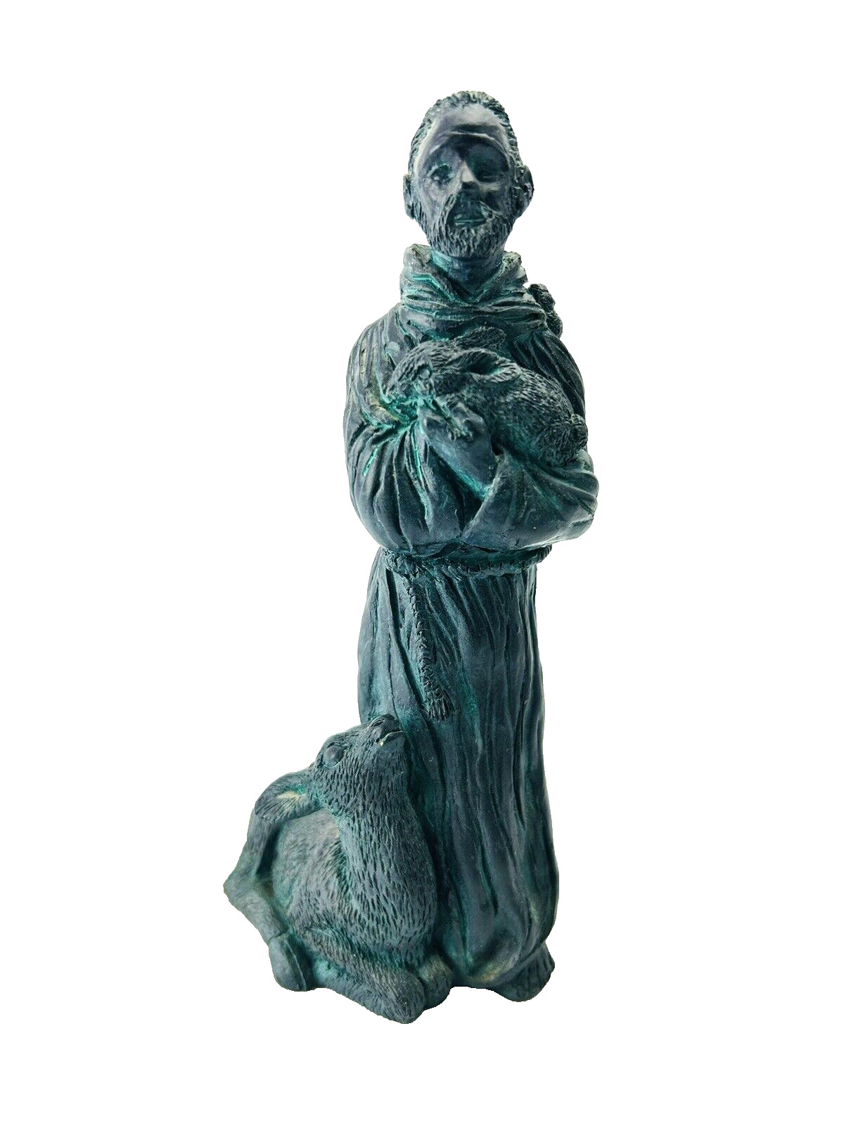 Vintage Abbey Press St. Francis of Assis Holding Rabbit with Fawn Soapstone