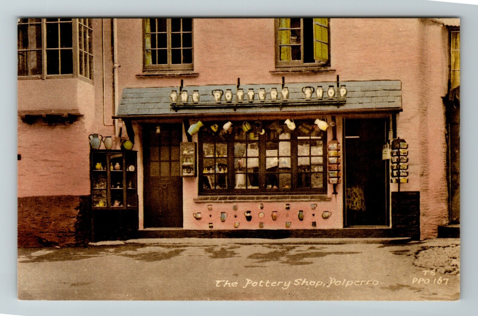 Polperro-United Kingdom, The Pottery Shop, Advertising, Vintage Postcard