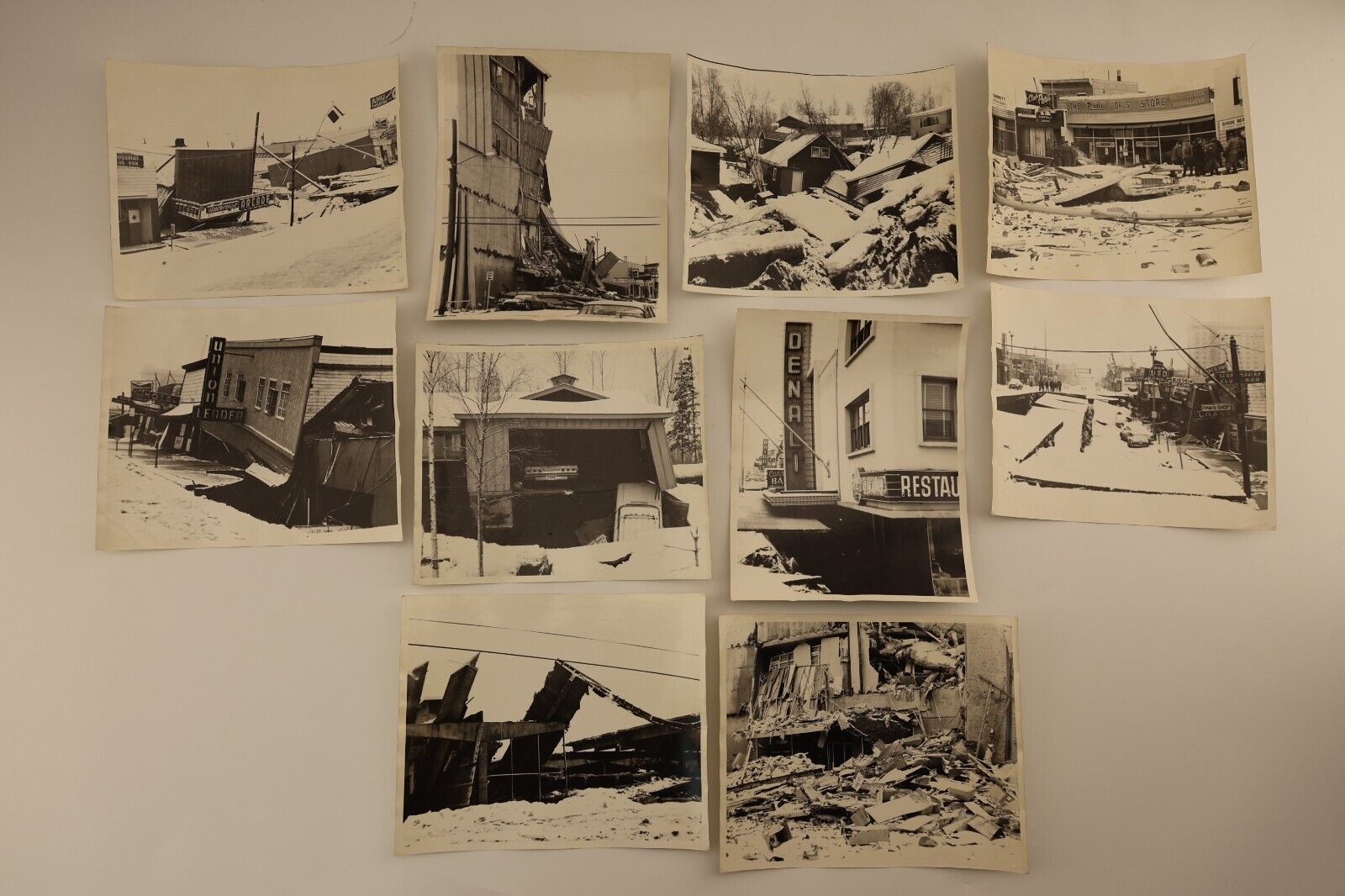Rare Set of Original Photographs \'The Great Alaska Earthquake\' Wreckage c.1964