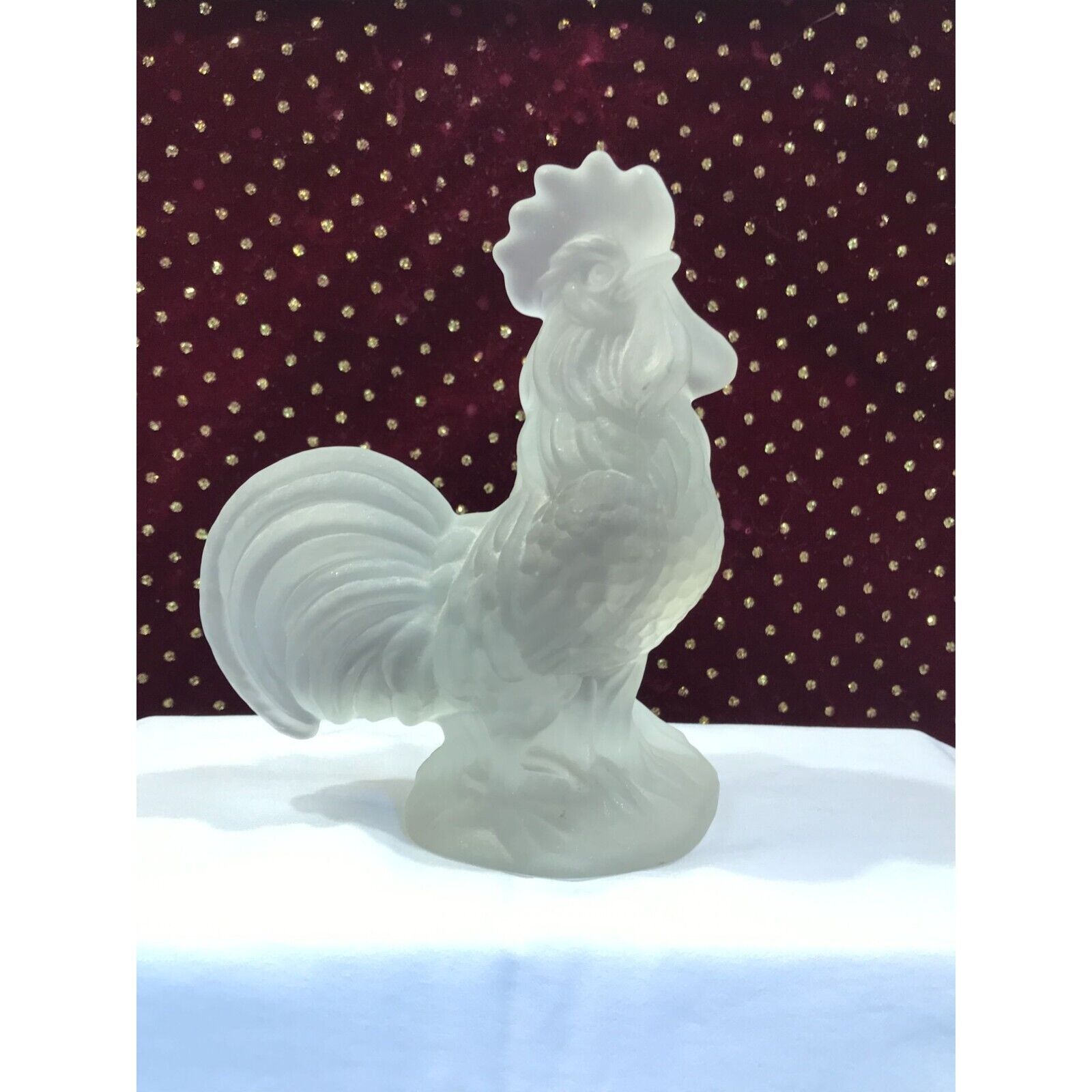 Vintage Goebel Germany 1978 frosted glass or crystal rooster, 5.5 in tall