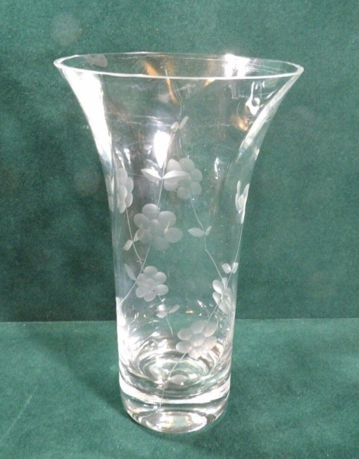 Vintage Clear Etched Vase Floral Etching 9\
