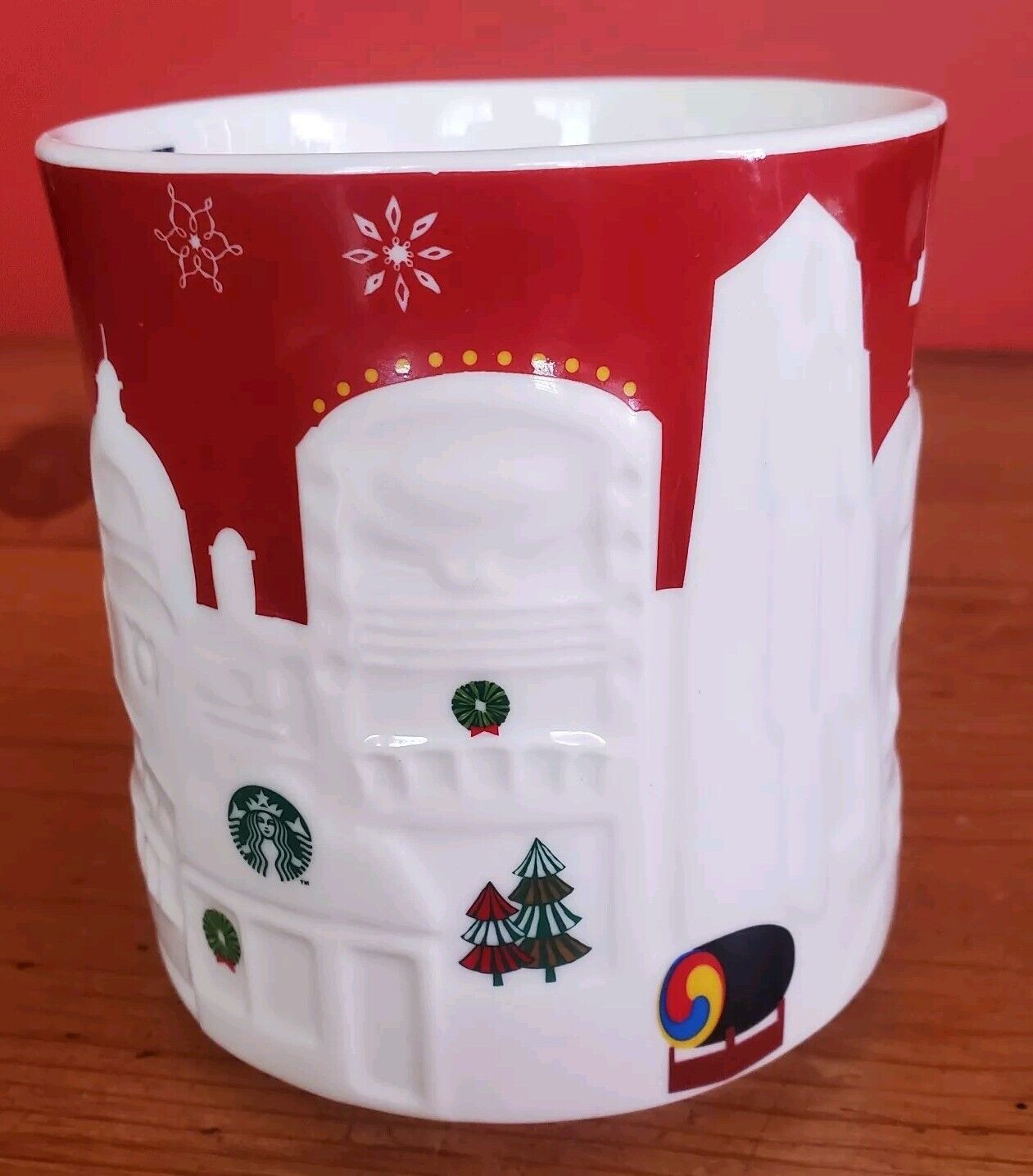Starbucks Coffee Mug Cup Seoul Christmas Charity 2013 Collectors Edition 