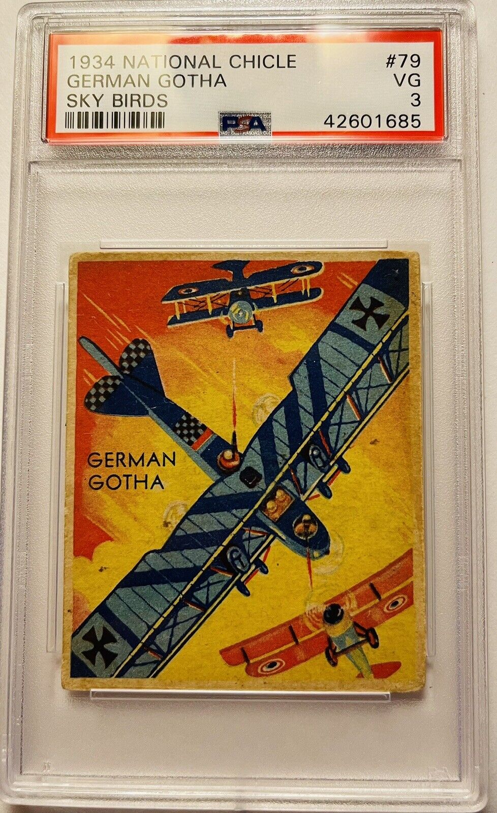 PSA 3 R136 GERMAN GOTHA 1934 SKY BIRDS NATIONAL CHICLE #79 GRADED 3 VG