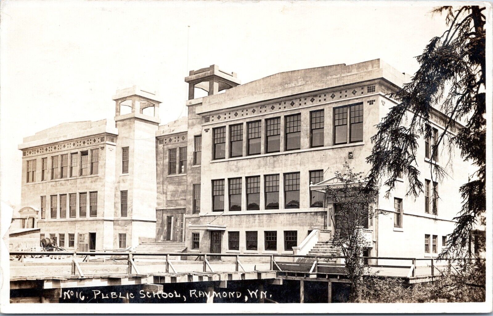 RPPC - No. 16 Public School, Raymond Washington - Real Photo Postcard - 1917