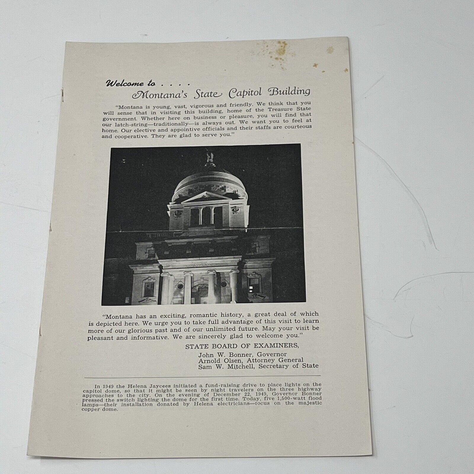 1950 Montana State Capitol Building Souvenir Brochure Guide Helena MT Vintage