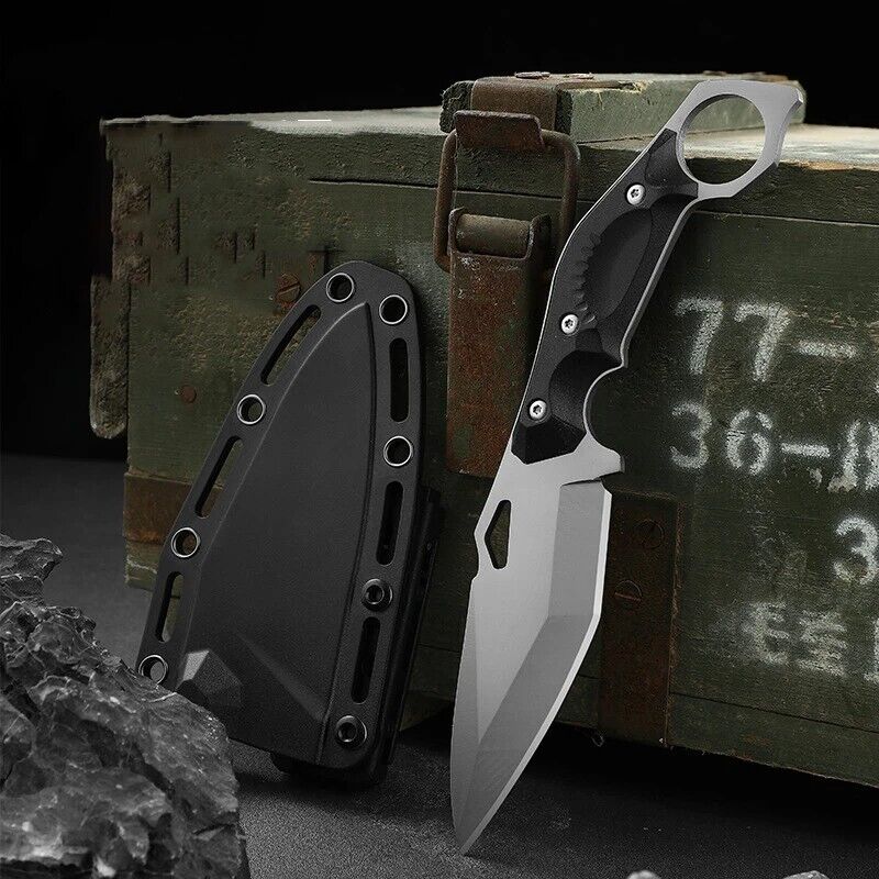 Drop Point Knife Fixed Blade Hunting Survival Camp Tactical Wild Stainless Steel