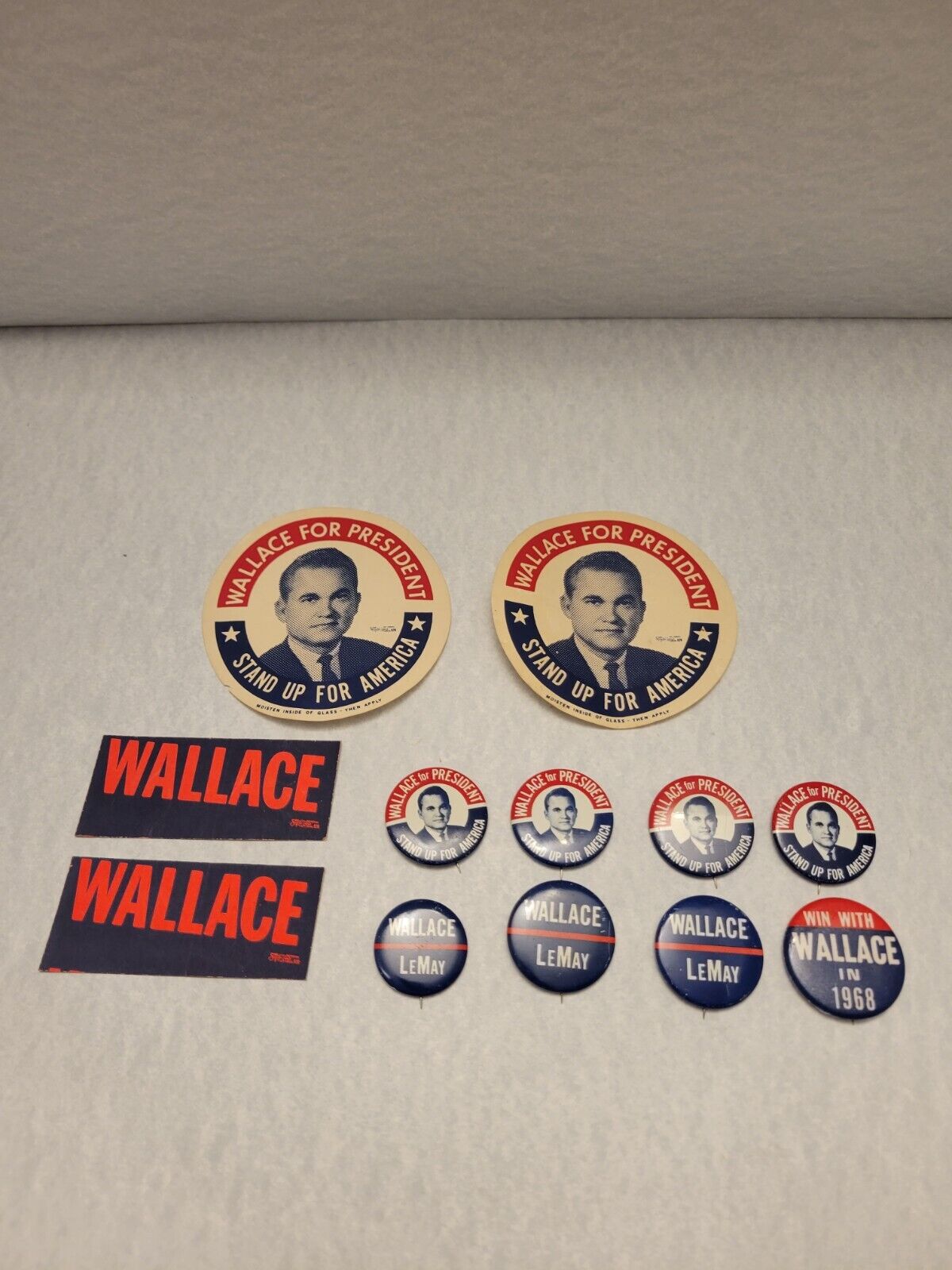 Vintage 1968 George Wallace Political Campaign 8 Pin-Back Buttons 12 Items 
