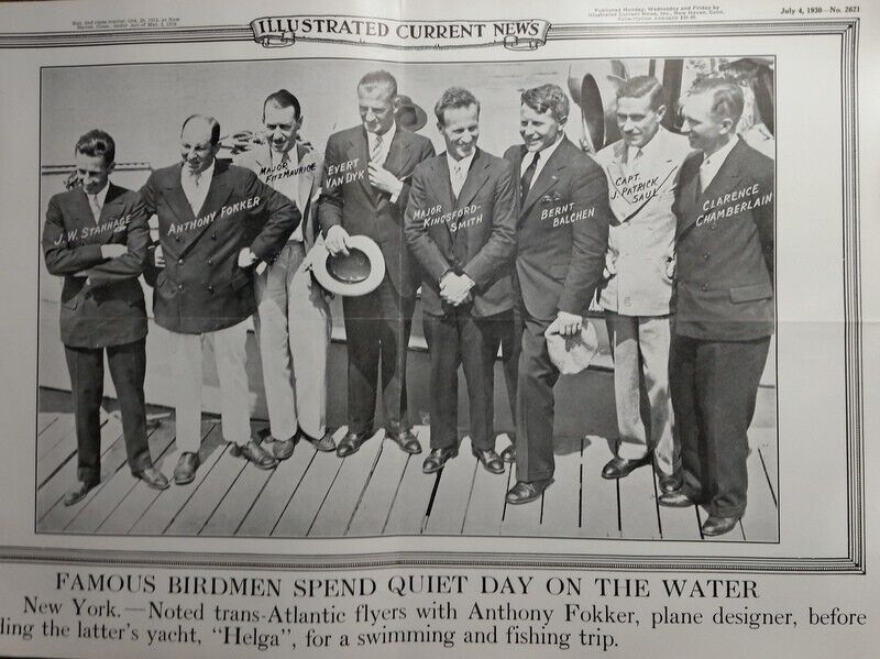 July 3, 1930 Illus News Poster Famous Birdmen Spend Quiet Day on Water Fokker