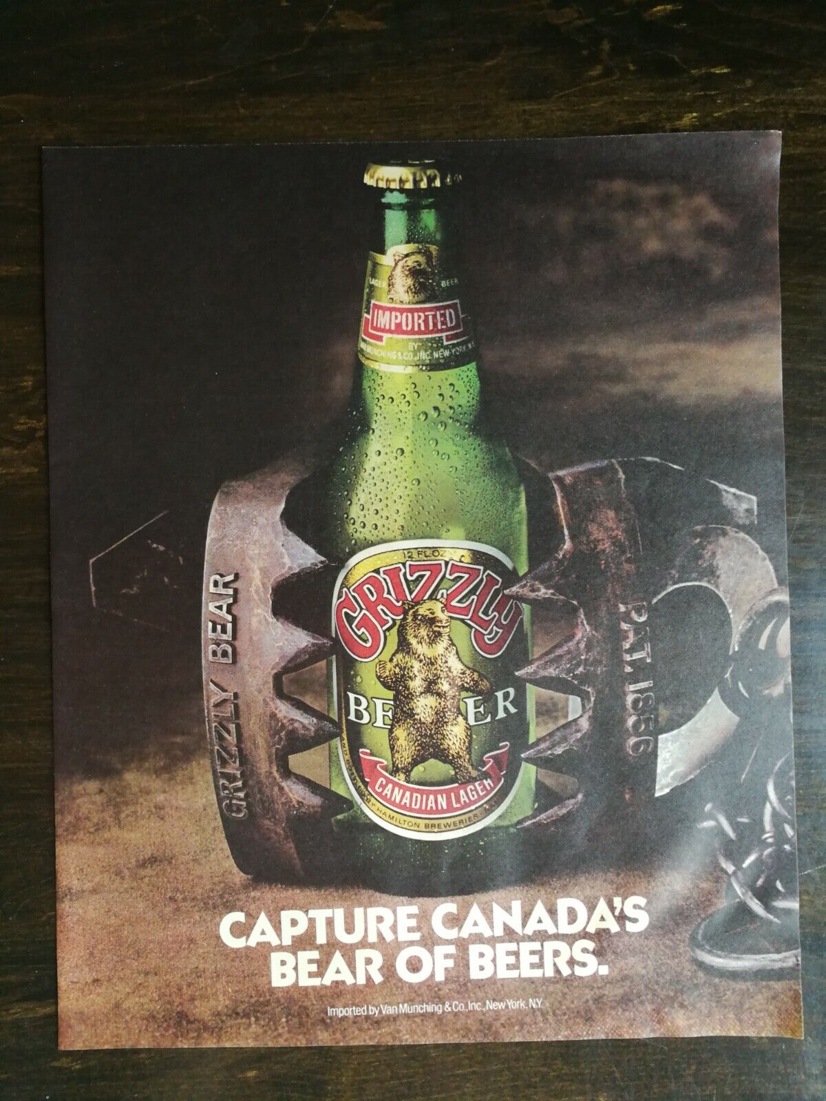 Vintage 1985 Grizzly Beer Canadian Lager Full Page Original Color Ad - 721