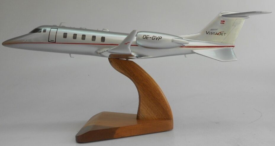 Learjet 60 Vista Jet Business Bombardier Airplane Mahogany Kiln Wood Model Small