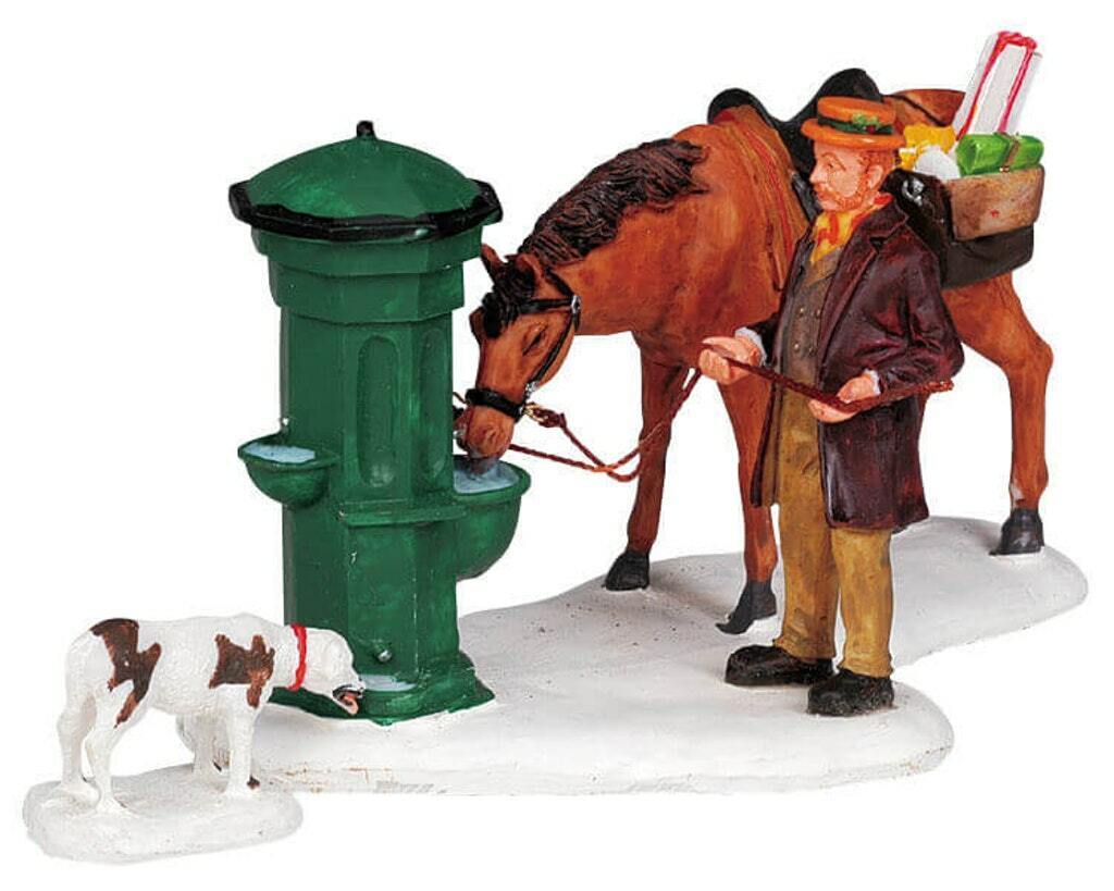 Lemax 2001 Horse Trough Village Collection #13368 Dog Drink Water Old Wild West