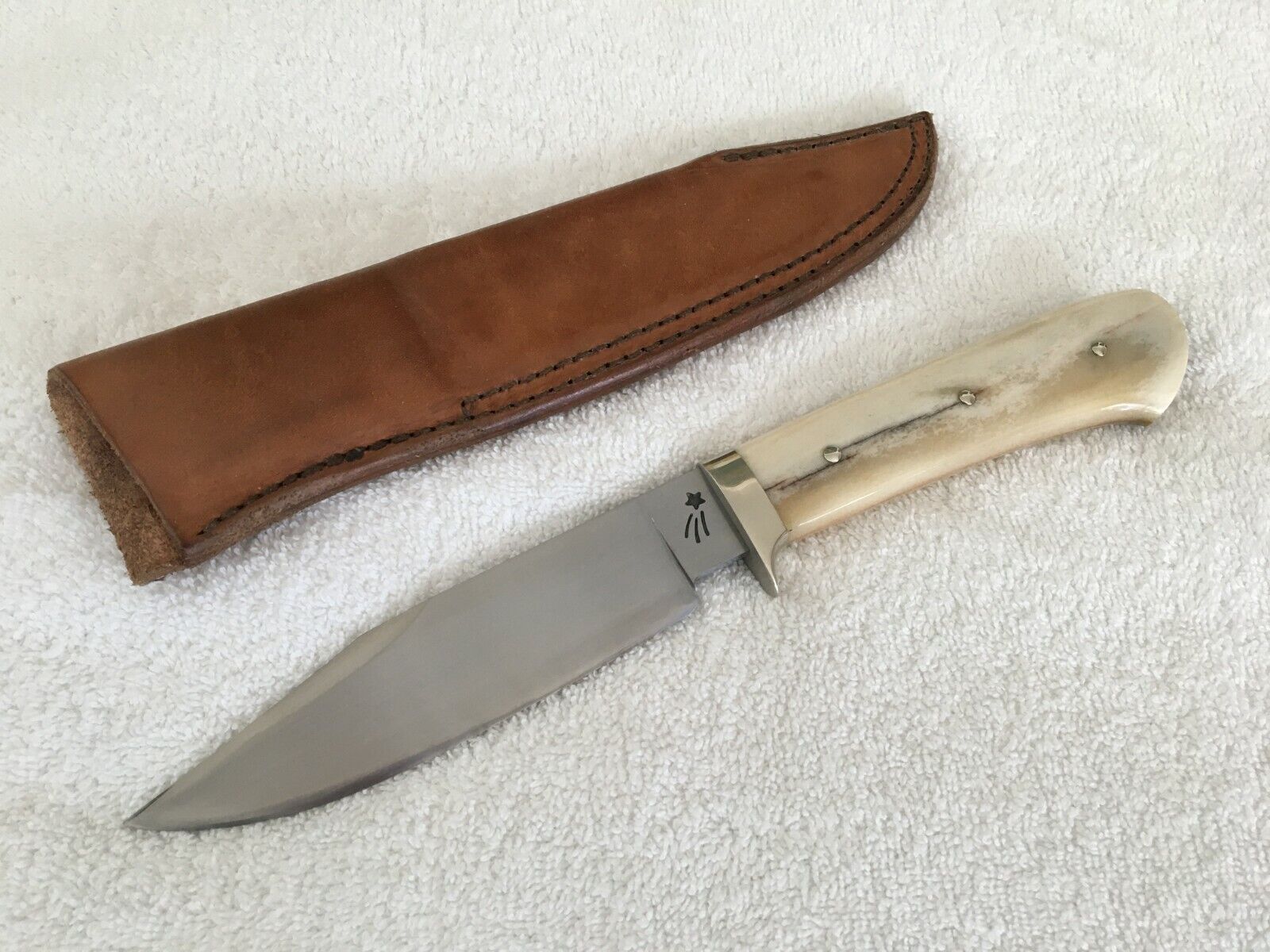 NEW Master Smith Jim Crowell Custom Giraffe Bone Carbon Hunter Knife 
