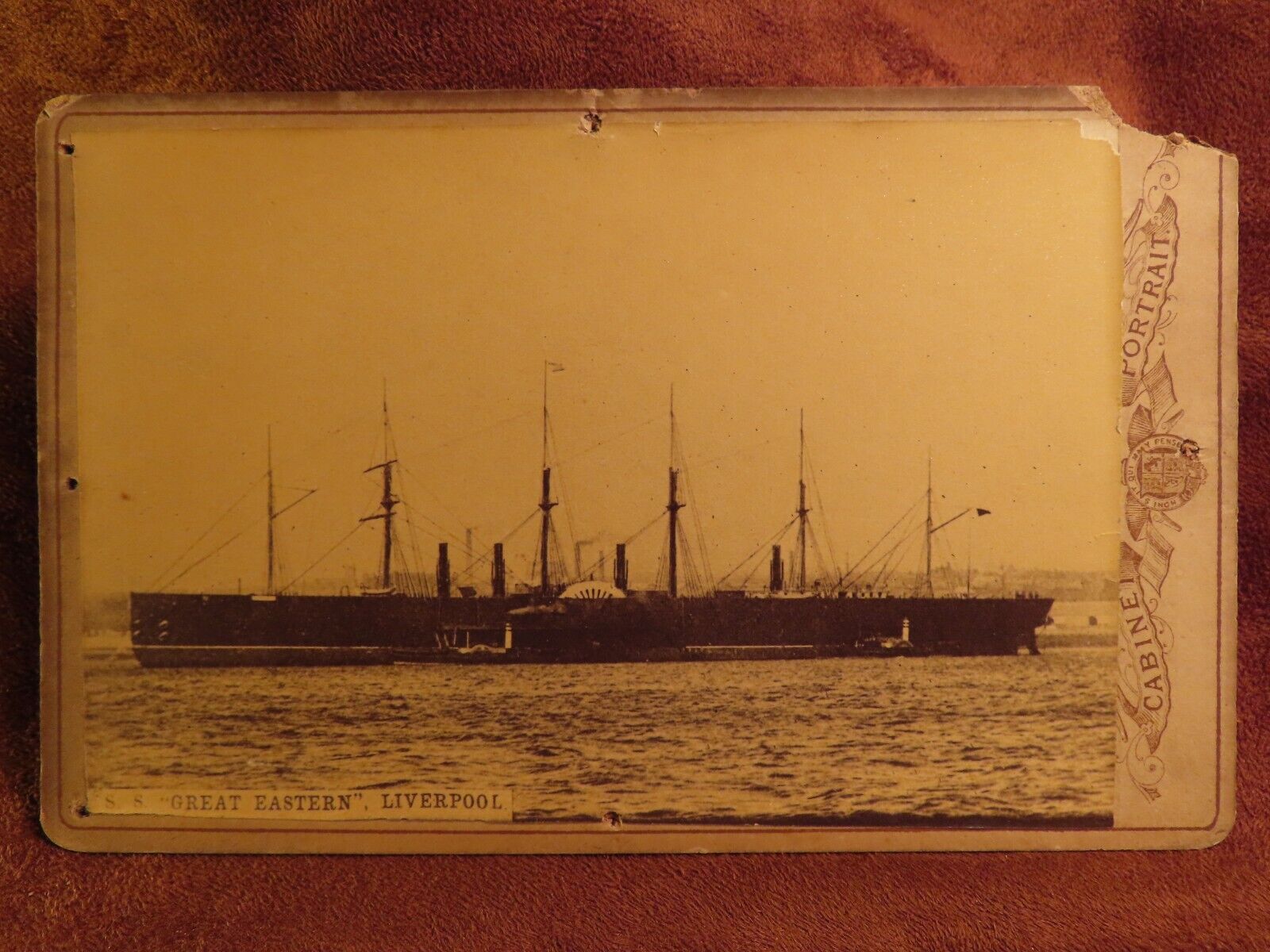 Steamship SS Great Eastern Original Albumen Cabinet Photo 1870's