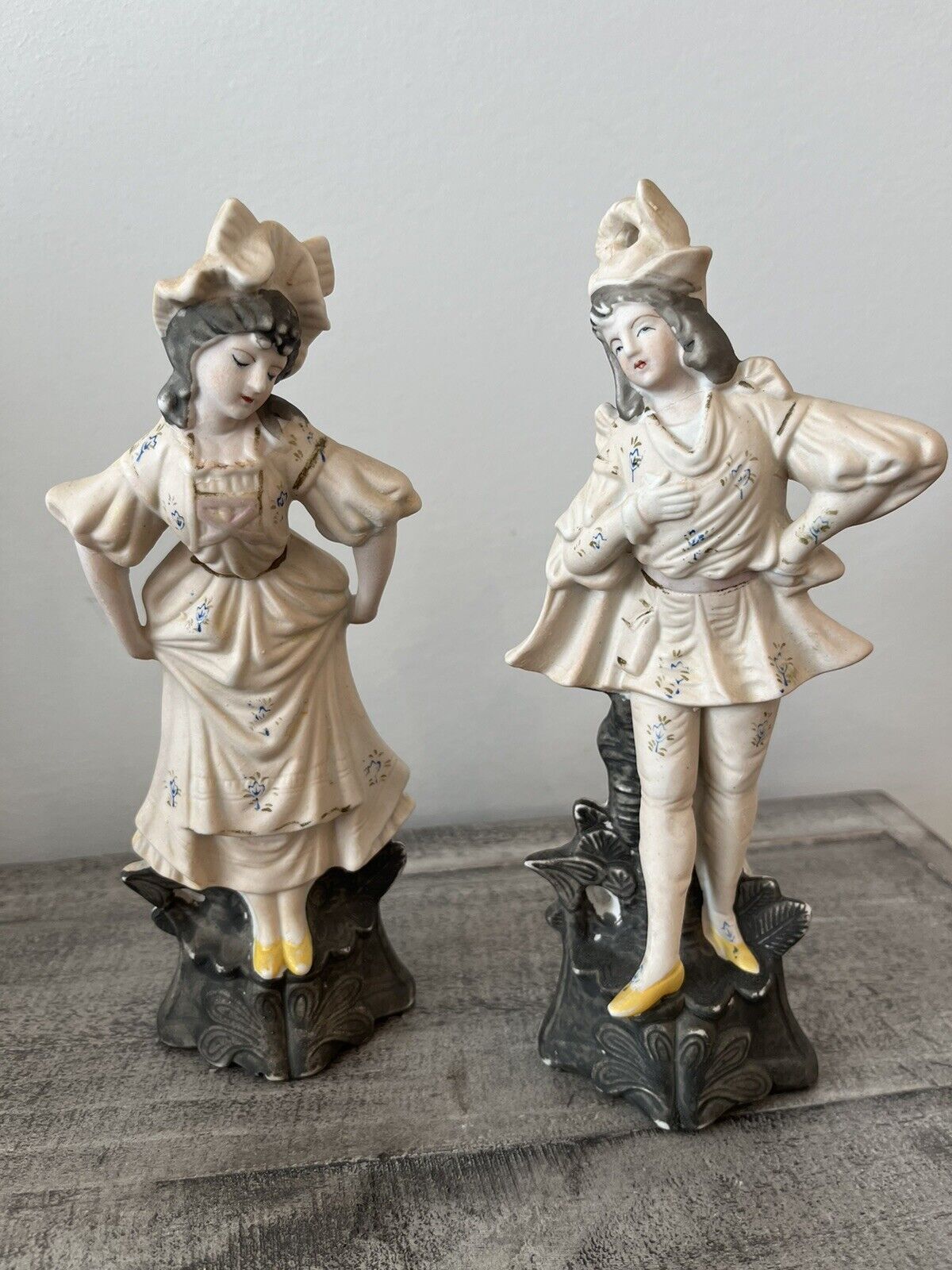 Vintage Ardalt Japan Ceramic Figurines French Young Lady & Man