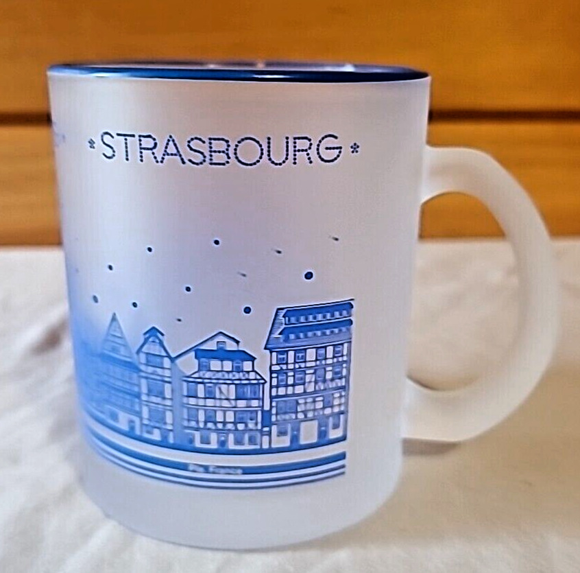 Frosted Glass Souvenir Mug Strasbourg France
