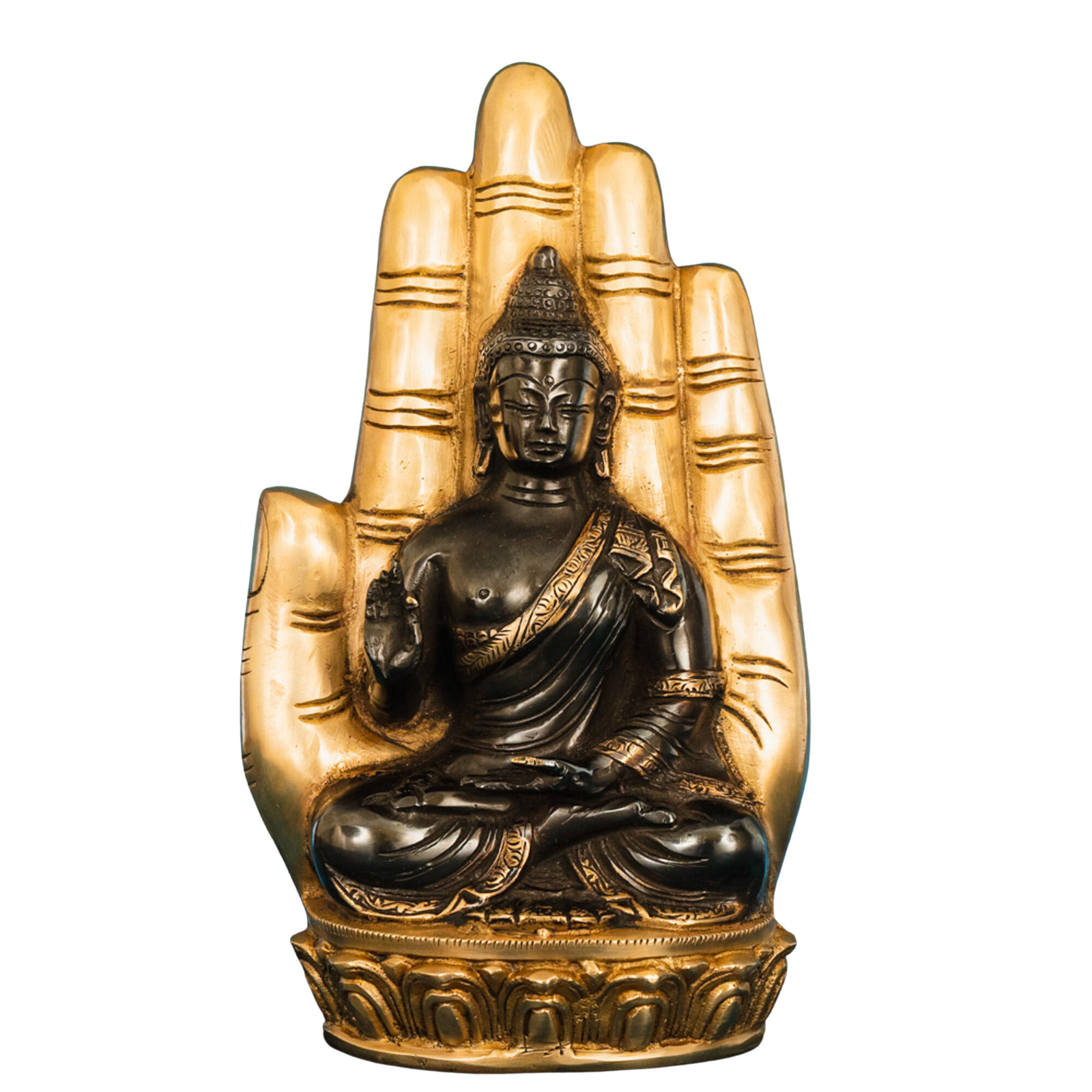 indigenite Brass Buddha Statue | Size - (9.5 x 2 x 5.5) Inches, Weight:2.4 kg