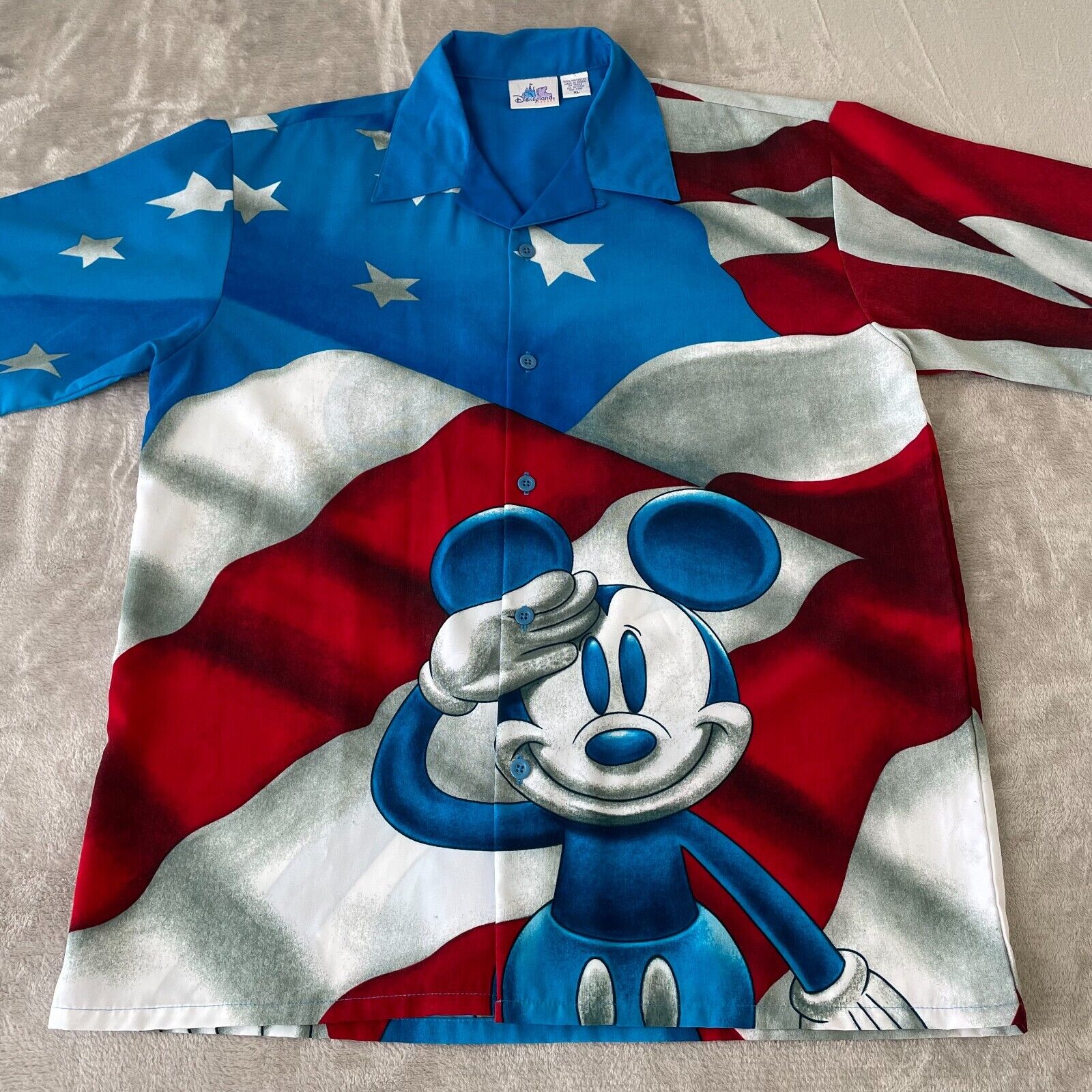 Disneyland Resort Mickey Mouse American Flag Adult XL Blue Red White SS NWOT