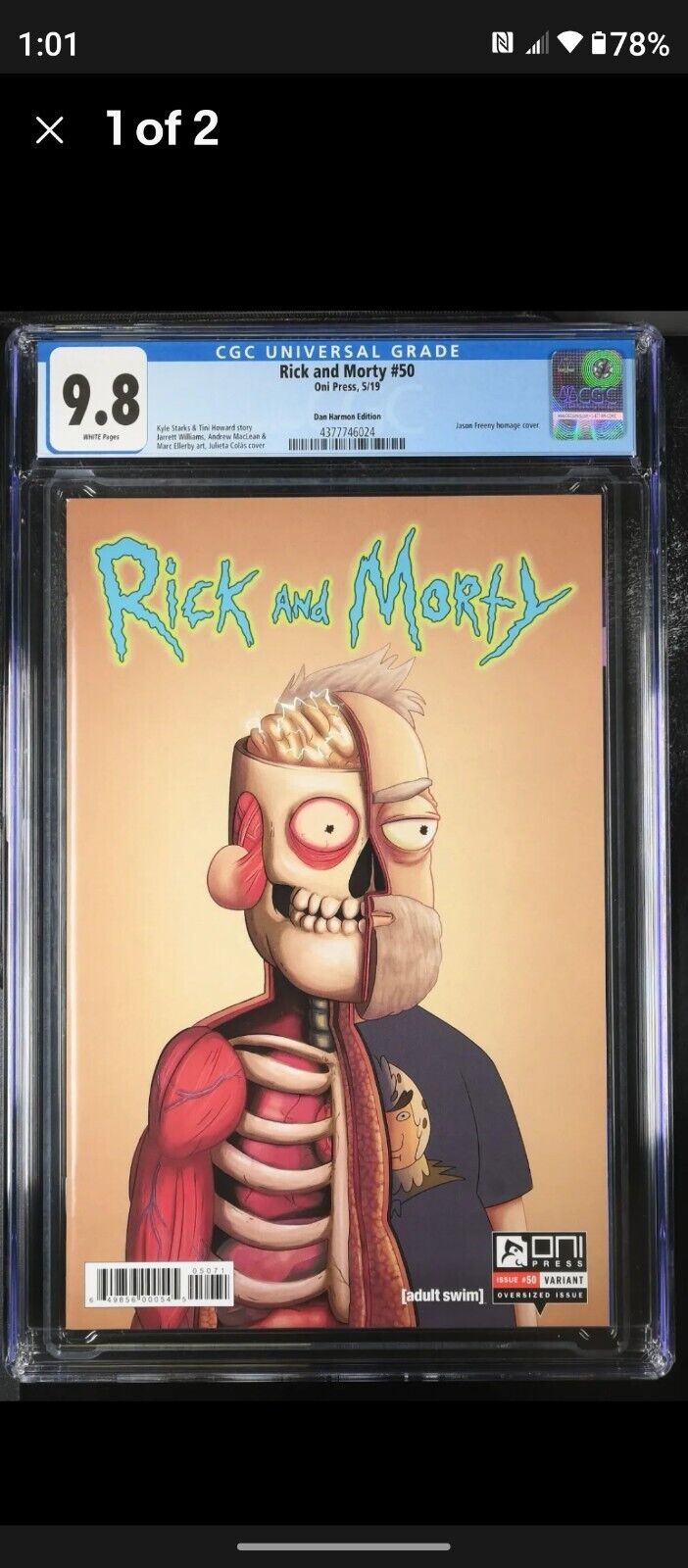 Rick and Morty #50 CGC 9.8 1:25 Julieta Colas Harmon Variant 2019💥 Only 44 Pop