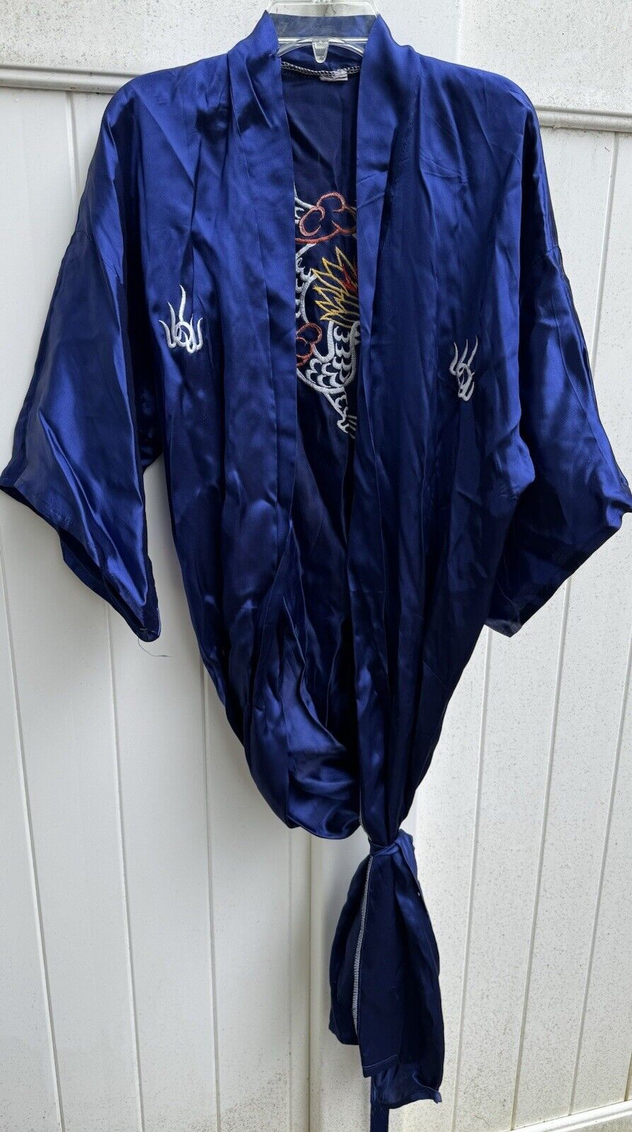 Vintage Silk Chinese Dragon Print 100% Silk Kimono Robe Size Large - Authentic