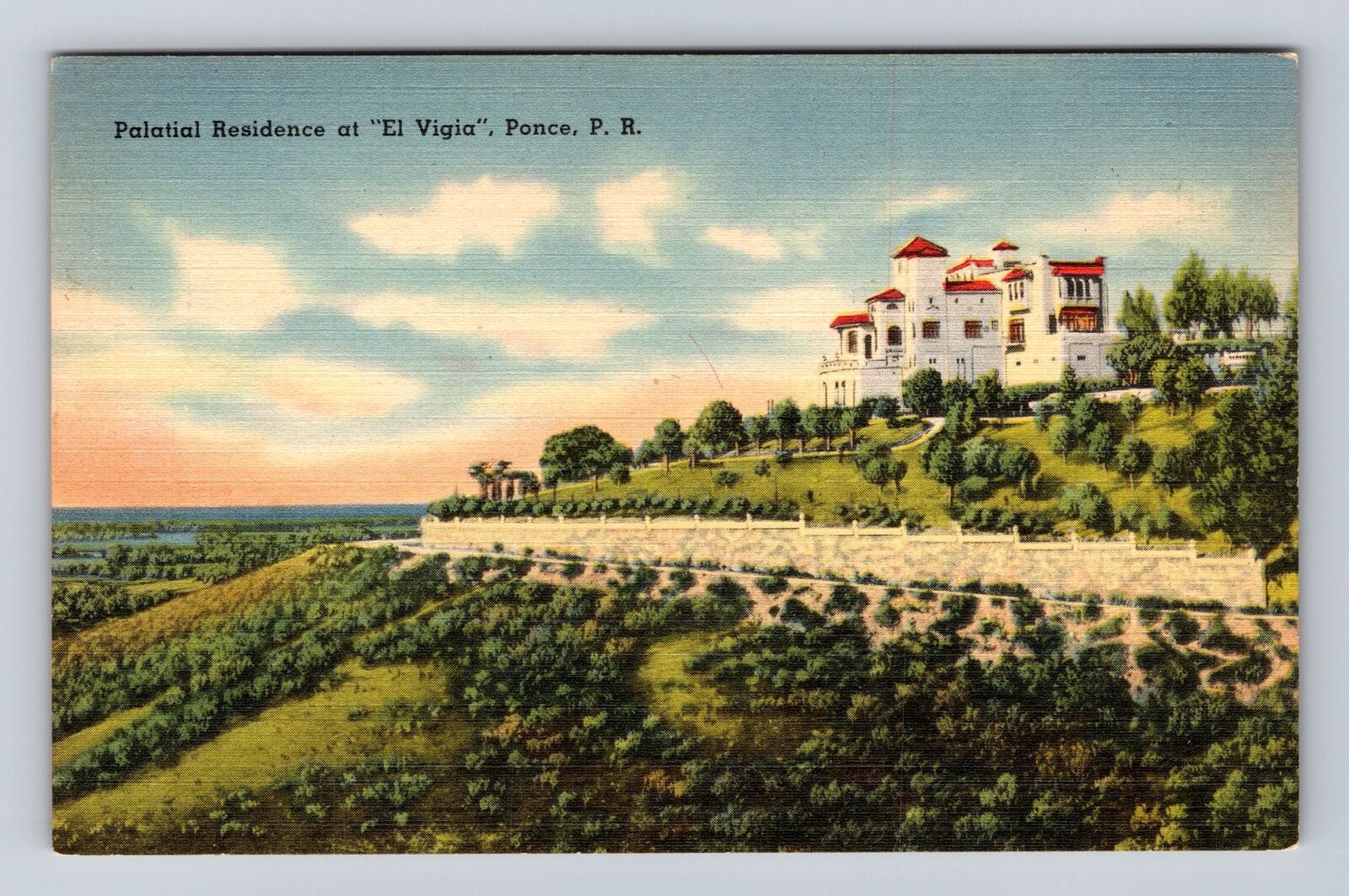 Ponce Puerto Rico Palatial Residence At El Vigia Caribbean Sea, Vintage Postcard