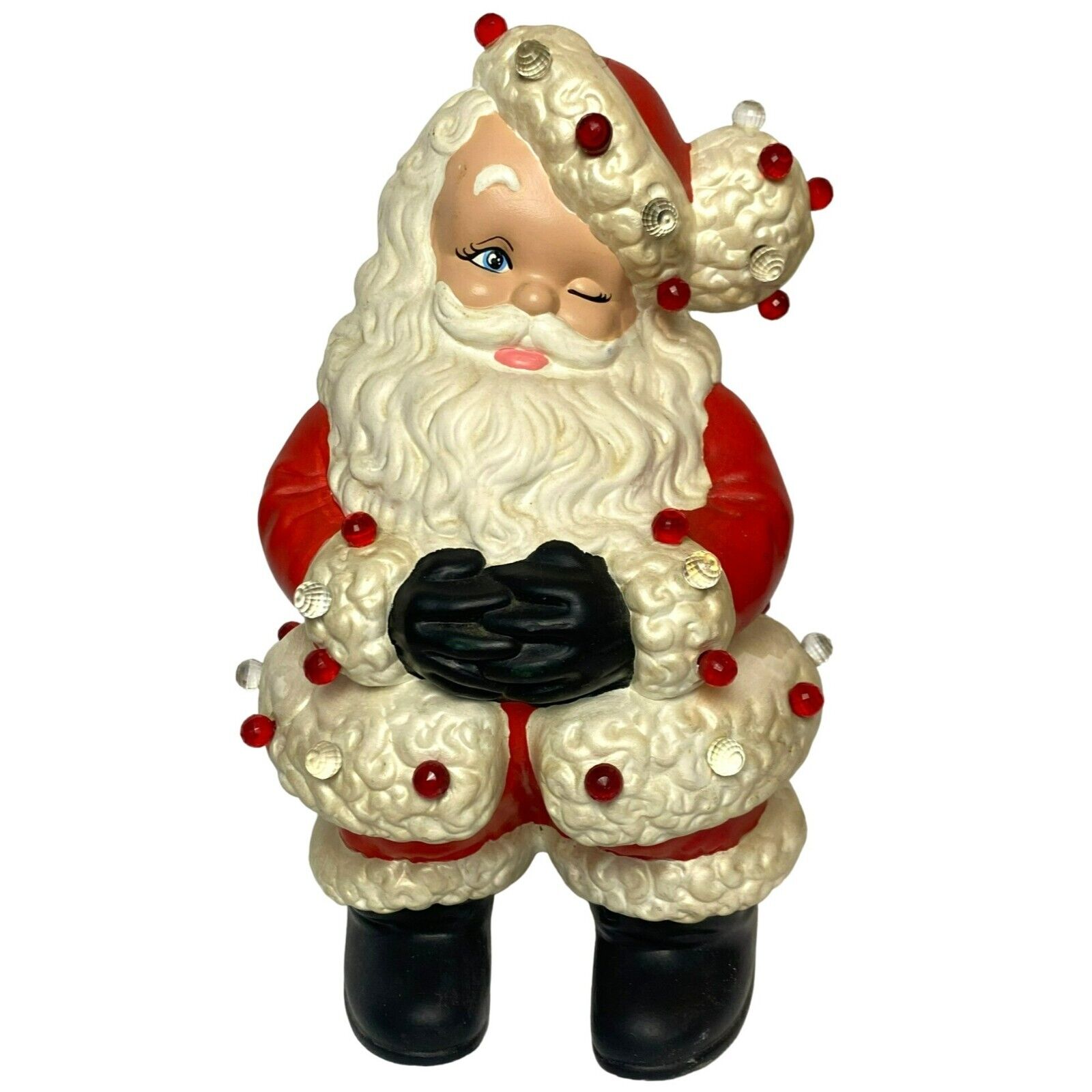Vintage Christmas Santa Claus Atlantic Mold Winking Large Figurine RARE Version