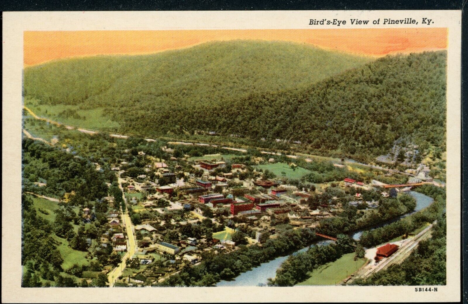 Older Pineville Kentucky Bird\'s-Eye View Historic Vintage Postcard