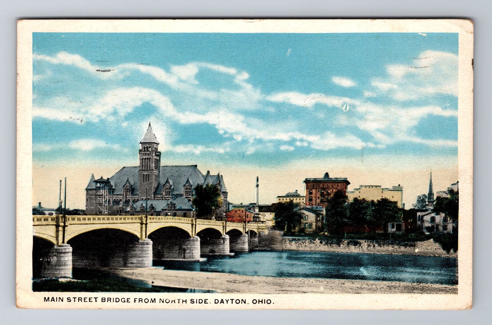 Dayton OH-Ohio, North Side Main Street Bridge, Antique Vintage Souvenir Postcard