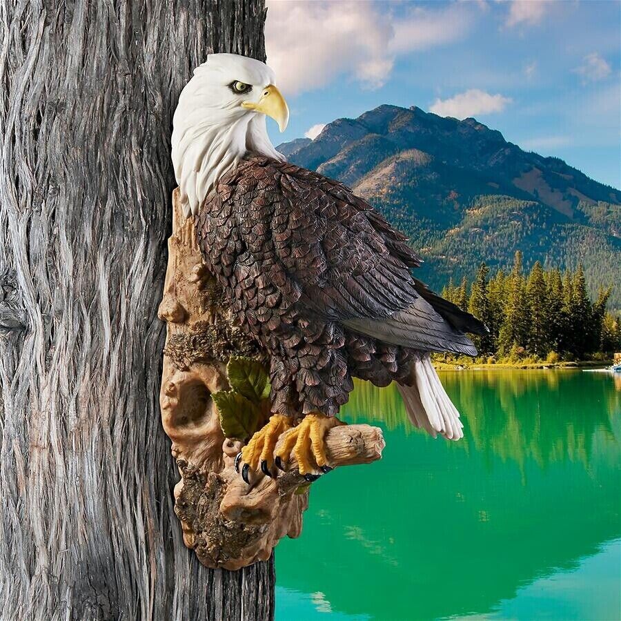 Freedom Majestic Patriot Spirit American Bald Eagle Tree Wall Mount Sculpture