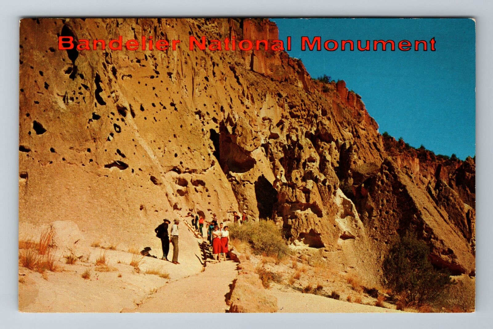 Santa Fe NM-New Mexico, Cave Kiva, Bandelier, Antique, Vintage Souvenir Postcard