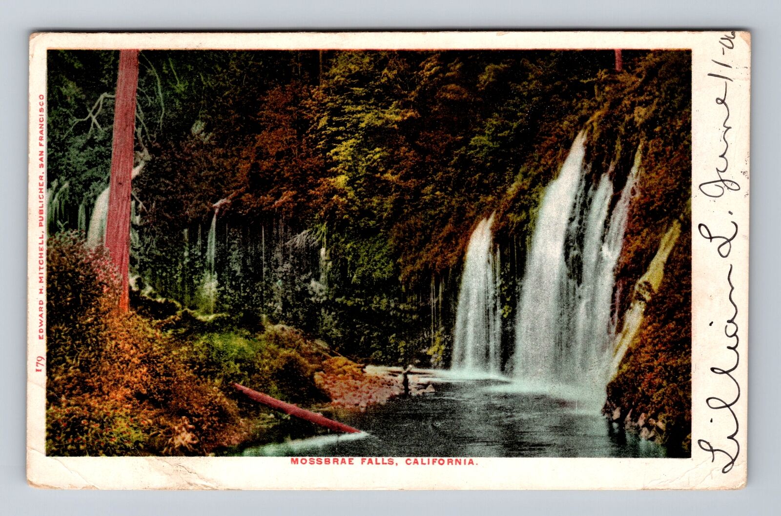 Mossbrae Falls CA- California, Scenic Water Fall, Antique Vintage c1906 Postcard