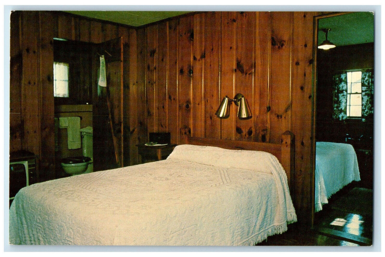 c1960's Interior Bedroom Young's Motor Court Westport MA Vintage Postcard