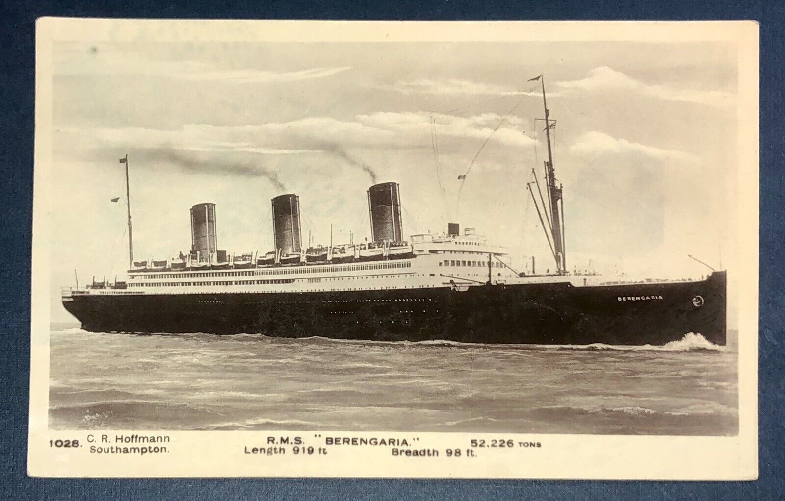RPPC Postcard RMS SS Berengaria Passenger Trans-Atlantic Ocean Liner c1919
