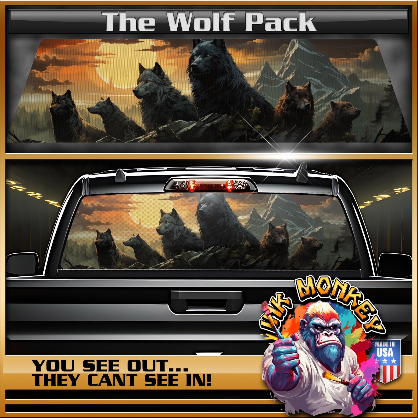 The Wolf Pack - Truck Back Window Graphics - Customizable