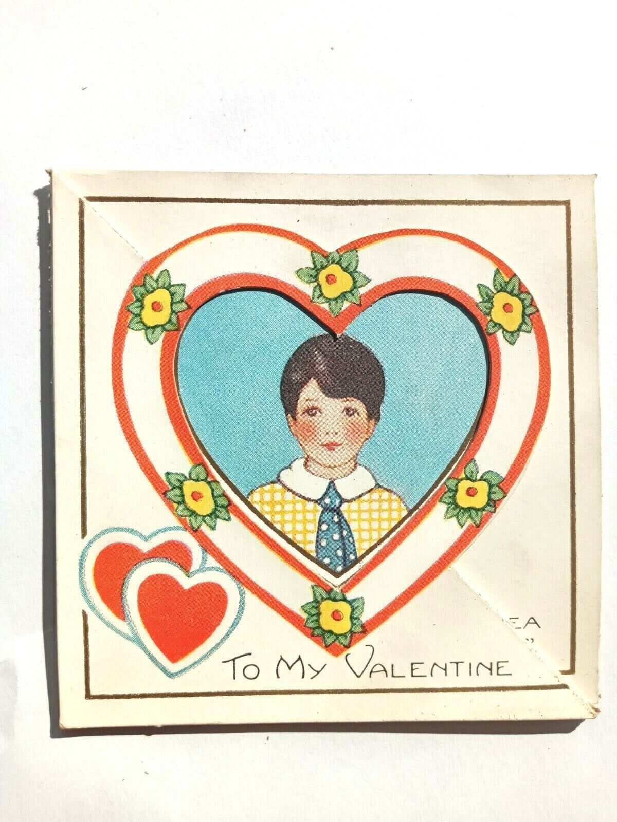 Vintage 1920s Valentine\'s Day Card - To My Valentine Make My Plea Girl Hearts