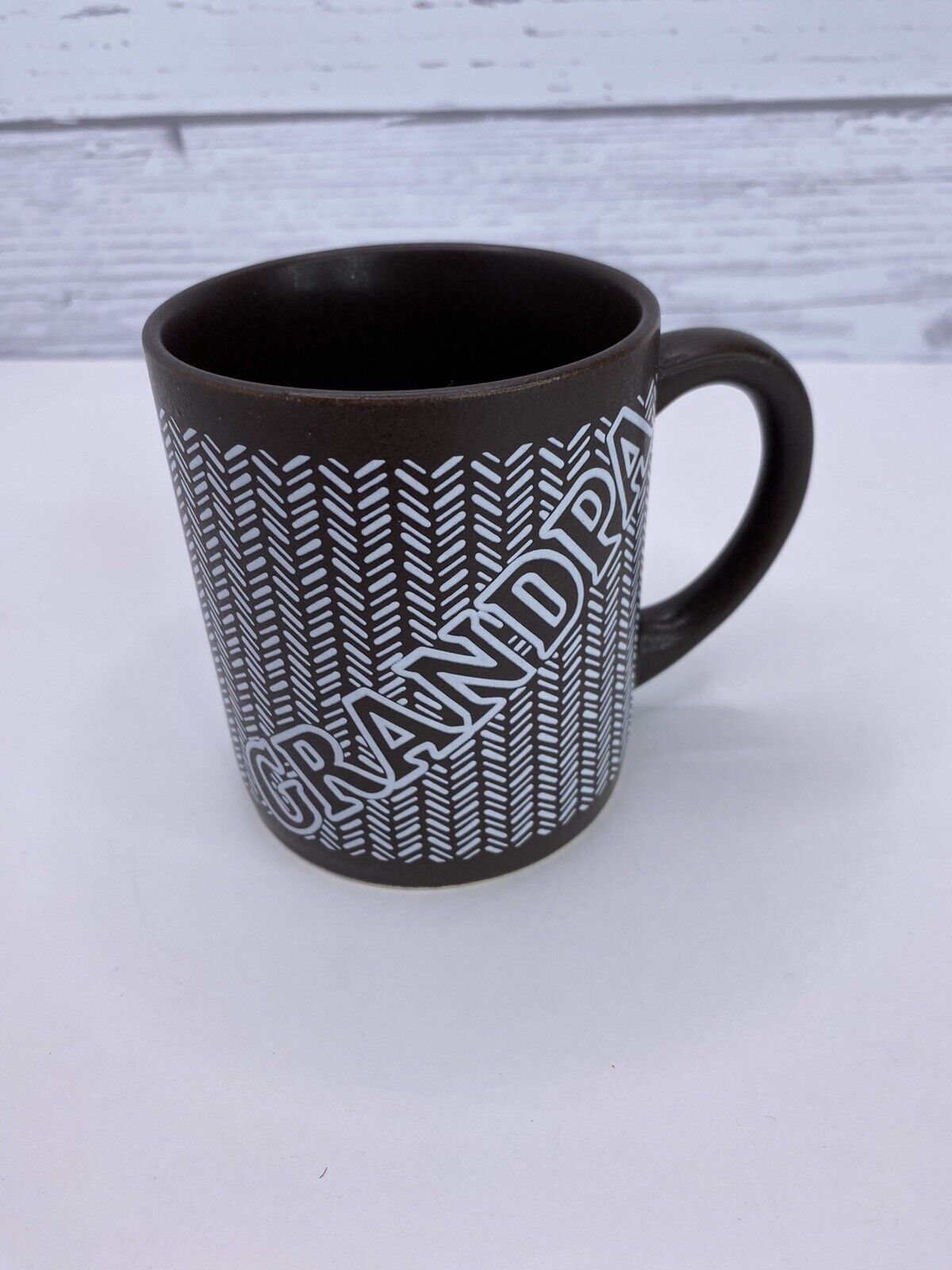 Vintage Enesco Grandpa Mug Coffee Cup Retro Grandfather Herringbone Design