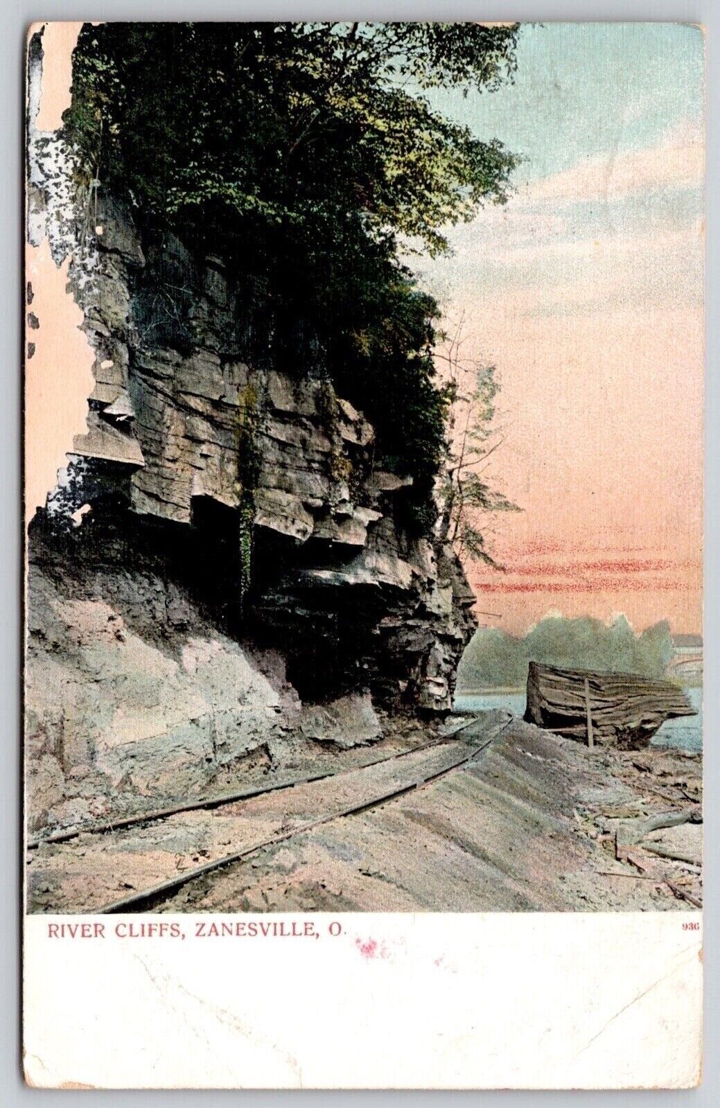 River Cliffs Zanesville Ohio 1908 Cancel Wob Undivided Back Postcard