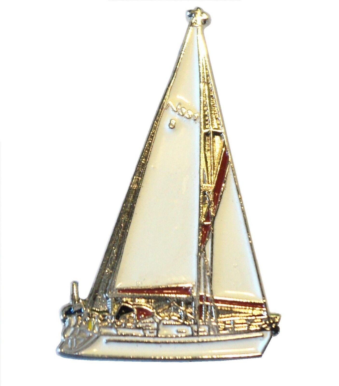 Sailing Ship Yacht Metal Enamel Boat Nautical Badge Lapel Pin or Brooch 30mm
