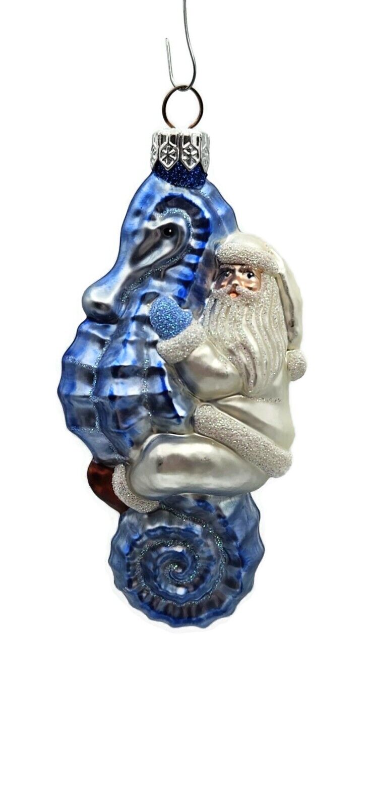 Patricia Breen Hi Ho Santa Claus Blue Pearl Summer Nautical Christmas Ornament