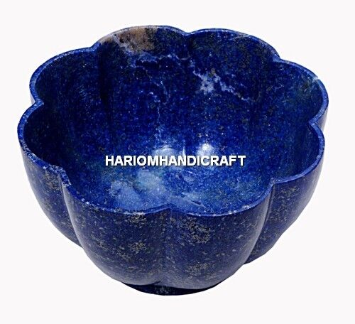 6\'\' Lapis Stone Mosaic Marble Fruit Bowl Home Inlaid Stone Kitchen Decor H4985