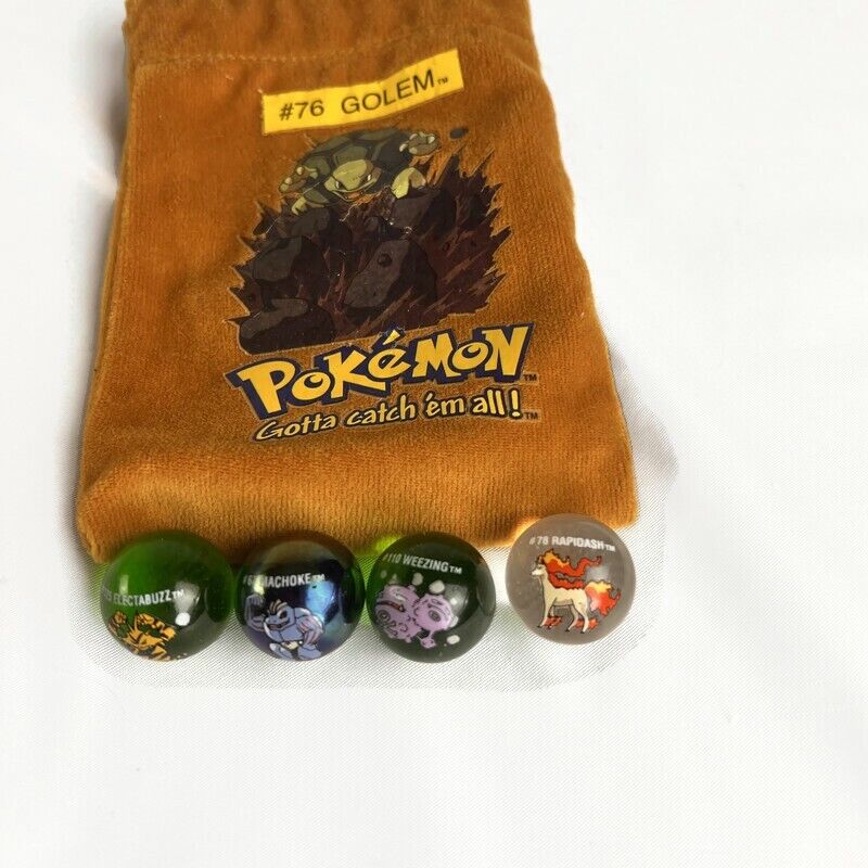 4 Vintage Pokémon Marbles With Bag (No String)